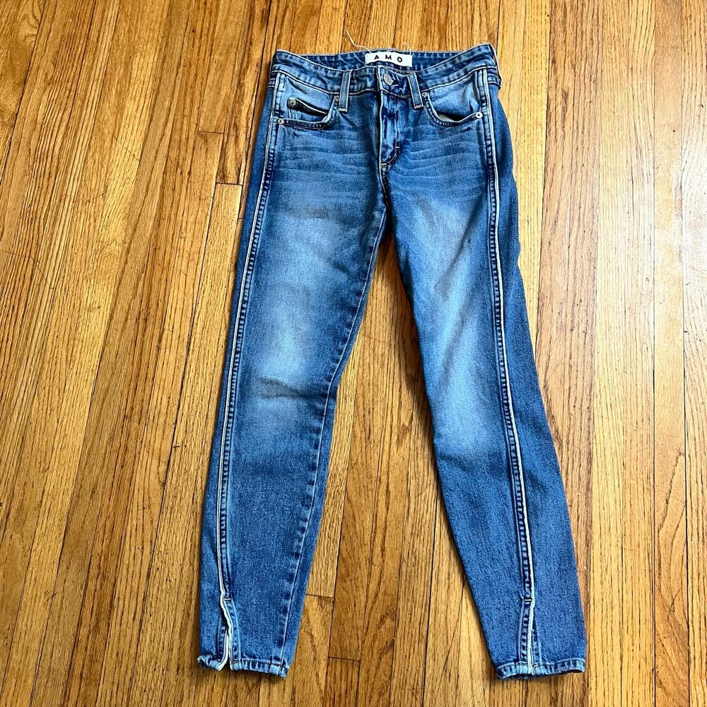 AMO Jeans Womens 24 Twist Yours Truly Denim Ankle Denim Crop
